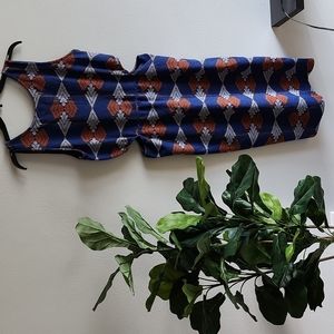 NWOT- MANGO AZTEC PRINT SLEEVELESS MIDI DRESS WITH CUTOUTS